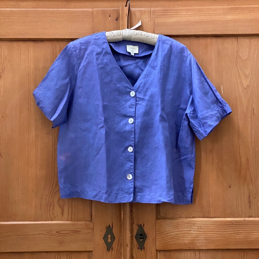 Karen Sommers 100% Linen Button Blouse Sz XL